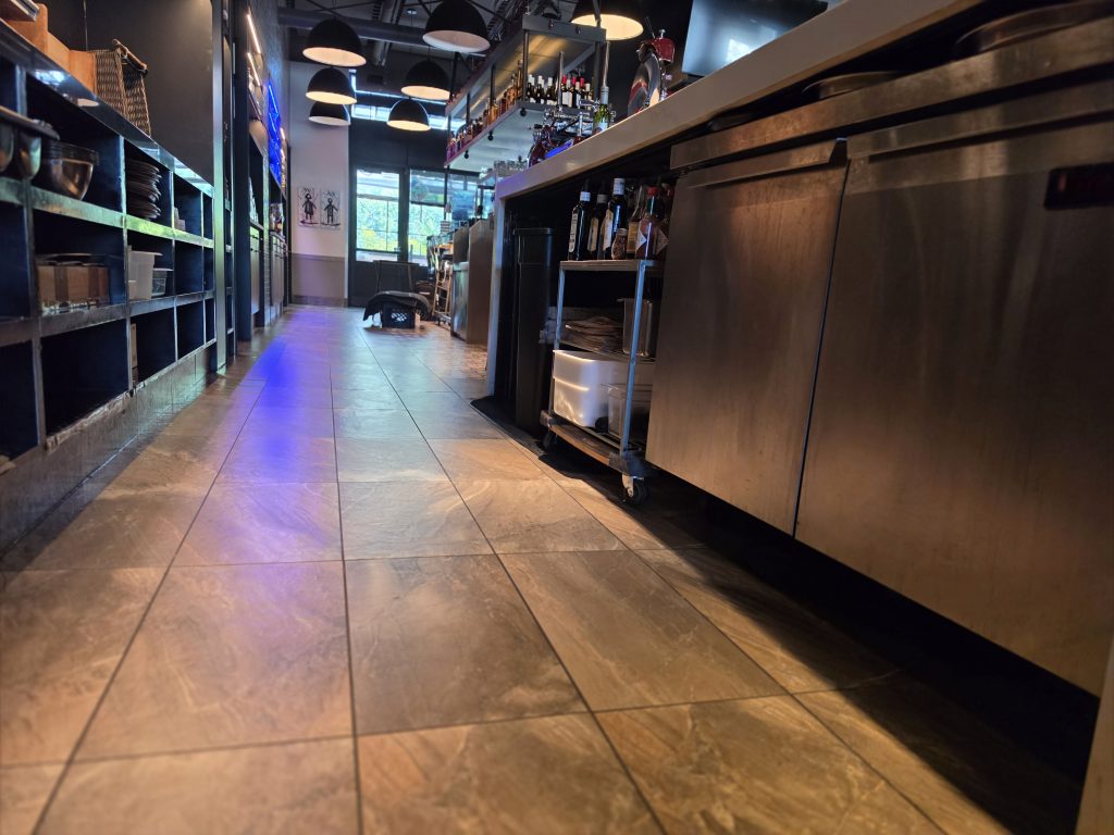 Bar and service-area interior in a commercial restaurant.